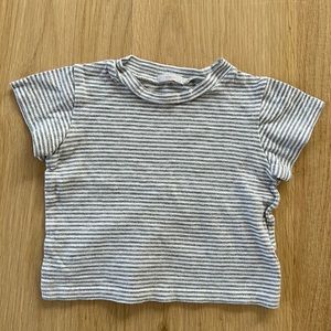 Makié 6mth cotton striped tee in dove grey